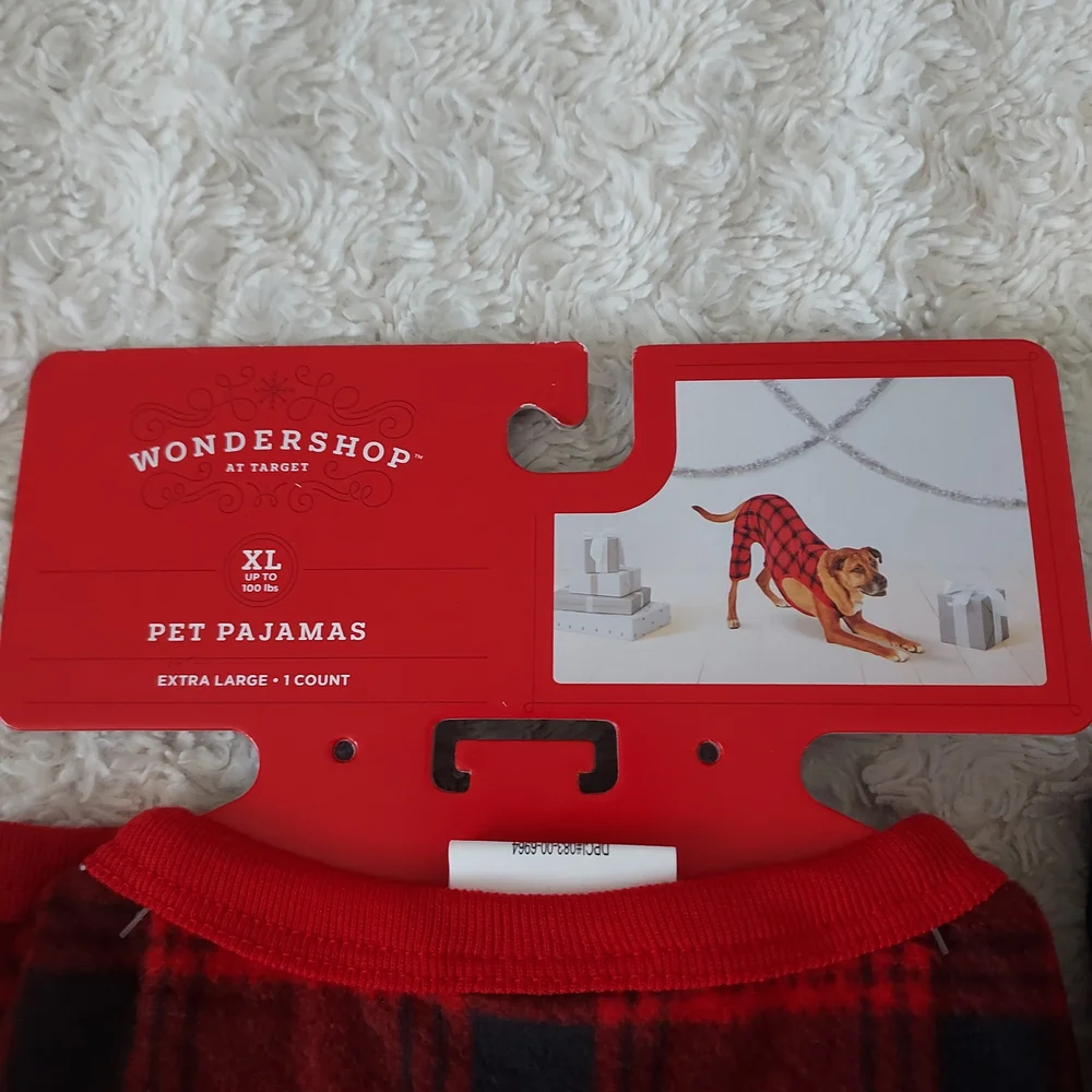 BUNDLE of 2 Wondershop Red and Green Plaid Pet Dog Pajamas X-Large